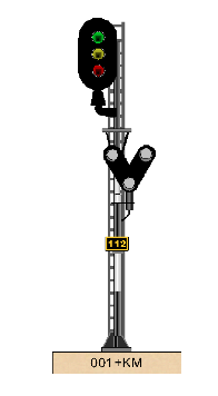Art. 001+KM Hoofdsein rechts met koeienkop aan de mast H0